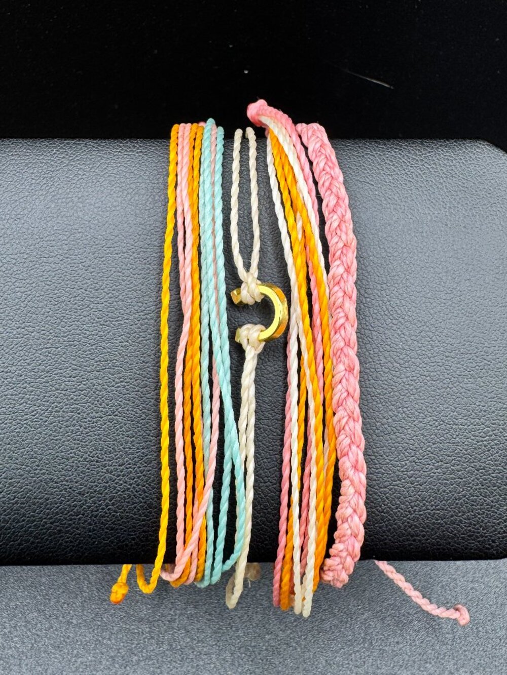 Pura Vida Gold Horseshoe Charm Pastel Pink Boho Beach Bracelet Stack